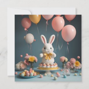 bunny cake balloons holiday card