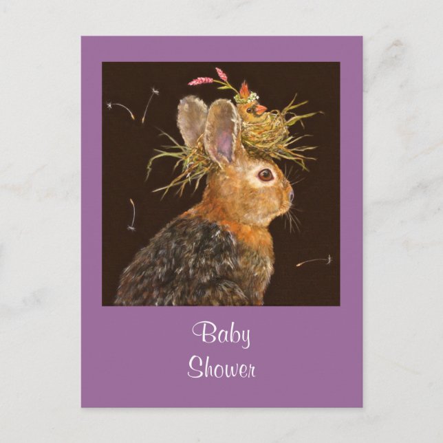 bunny/cardinal baby shower postcard (Front)