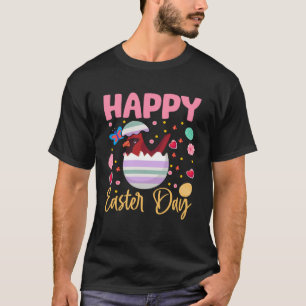 Bunny Cardinal Colourful Eggs Hunting Happy Easter T-Shirt