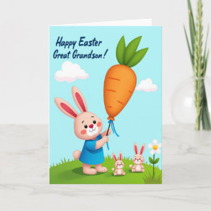 Bunny Carrot Balloon Easter Card