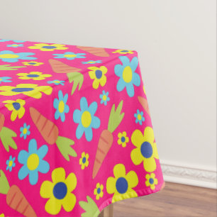 Bunny Carrot Spring Birthday Party Tablecloth