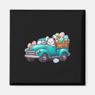 Bunny Carrying Easter Eggs On Pickup Truck Hunting Magnet