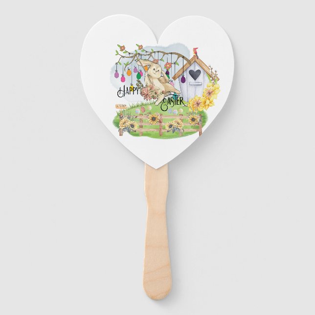 Bunny Celebrates Easter Day Hand Fan (Back)