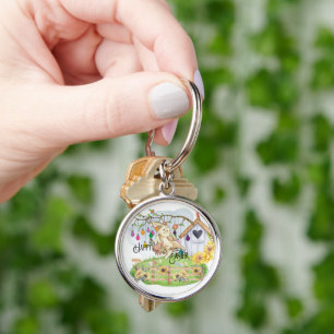 Bunny Celebrates Easter Day Keychain