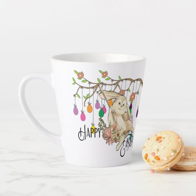 Bunny Celebrates Easter Day Latte Mug (In Situ)