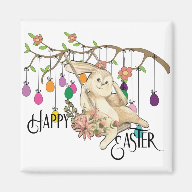 Bunny Celebrates Easter Day Magnet (Front)
