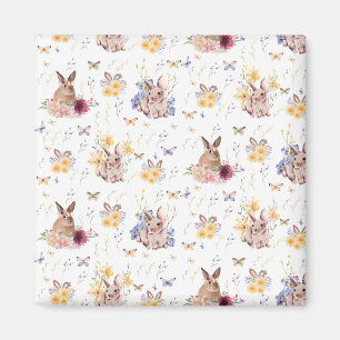 Bunny Celebrates Easter Day With Butterflies  Magnet