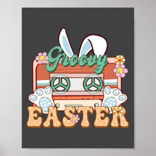 Bunny Cette Retro Groovy Easter Day _1 Poster