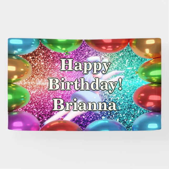 Bunny Cheerleader Personalized character birthday Banner (Horizontal)