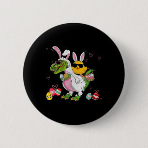 Bunny Chicken Riding Dinosaur T Rex Egg Hunt Dinos 2 Inch Round Button