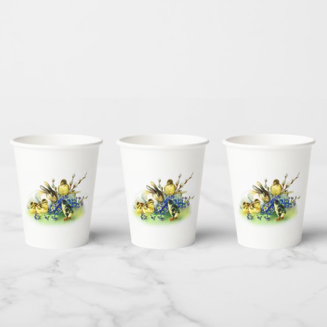 Bunny & Chicks Vintage Style Easter  Paper Cups (Multi)