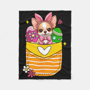 Bunny Chihuahua Easter Chocolate Eggs Inside Pocke Fleece Blanket