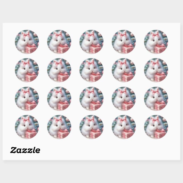 BUNNY CHRISTMAS  CLASSIC ROUND STICKER (Sheet)