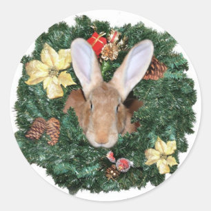 Bunny Christmas Classic Round Sticker