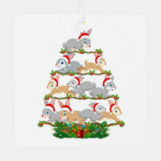 Bunny Christmas Tree Bunny Animal Lover Xmas  Metal Ornament