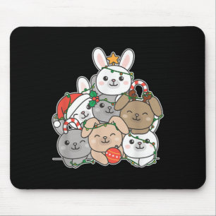 Bunny Christmas Tree Funny Animal Christmas Mouse Pad