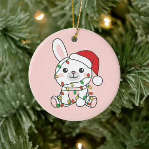 Bunny Christmas Winter Animals Holiday Bunnies Ceramic Ornament