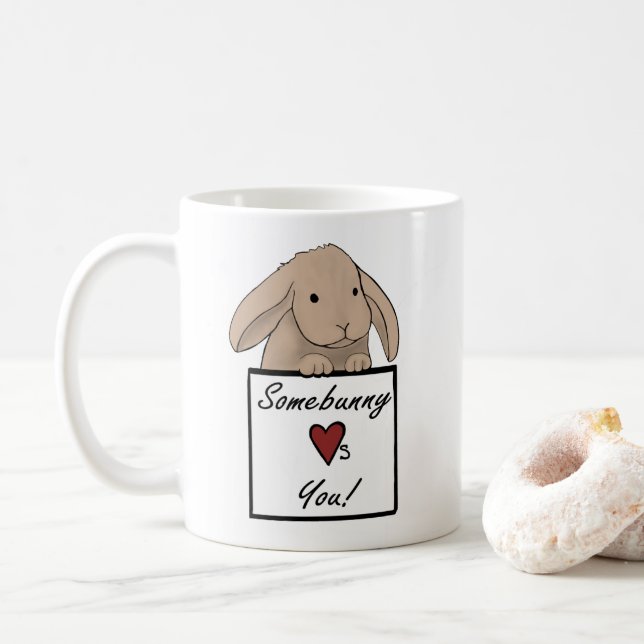 Bunny Coffee/Tea Mug - Somebunny Loves You! (With Donut)