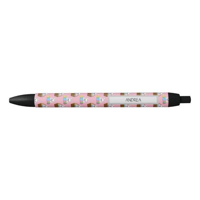 Bunny Colourful Easter EggHunt Basket | Personaliz Black Ink Pen (Front)