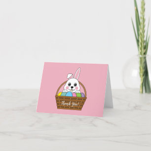 Bunny Colourful Easter EggHunt Basket   Personaliz Thank You Card