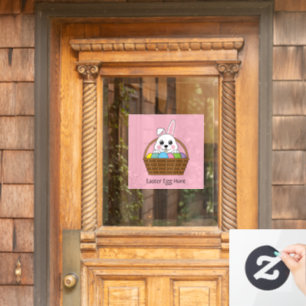 Bunny Colourful Easter EggHunt Basket   Personaliz Window Cling