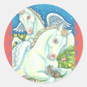 BUNNY & COLT ANGELS, WHIMSY EASTER HORSE STICKERS