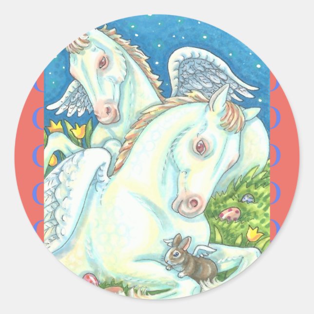 BUNNY & COLT ANGELS, WHIMSY EASTER HORSE STICKERS (Front)