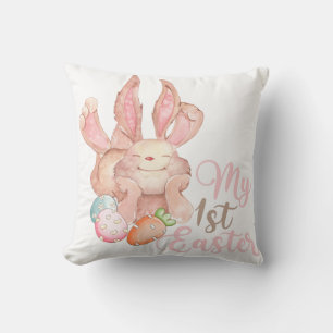 Bunny Crew 1st Easter Throw Pillow