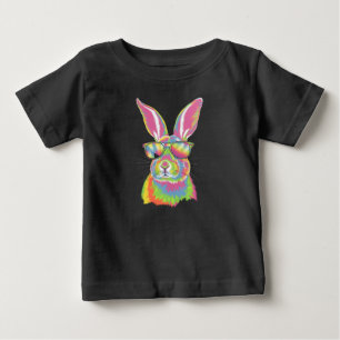 Bunny Cute Face Rabbit Glasses Easter Tie Dye Baby T-Shirt