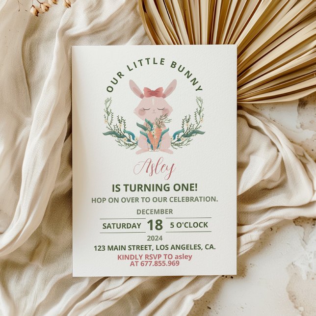 Bunny Cute Garden Birthday Party Invitation (Creator Uploaded)
