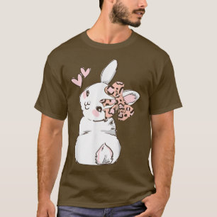 Bunny Cute Rabbit Leopard Bow Tie Girls Women T-Shirt