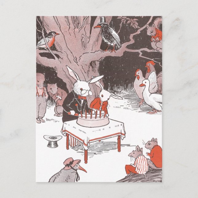 Bunny Cuts Birthday Cake Postcard (Front)