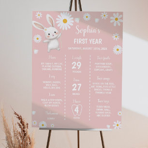 Bunny Daisy 1st Birthday Party Milestone Sign
