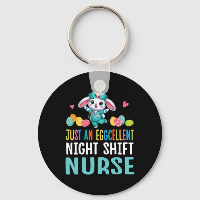 Bunny Dance Easter Eggs Just An Eggcellent Night S Keychain (Front)