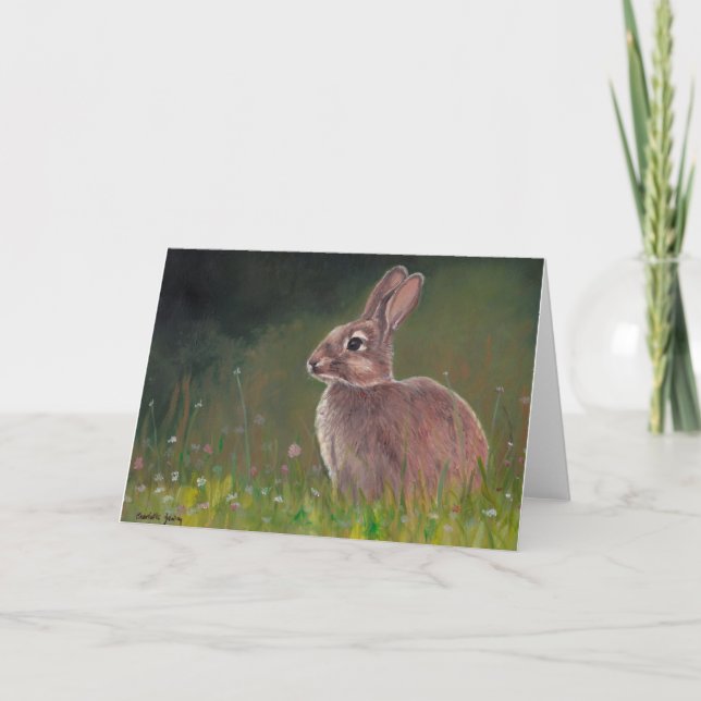 Bunny dans la carte de voeux d'art animal de prair (Devant)