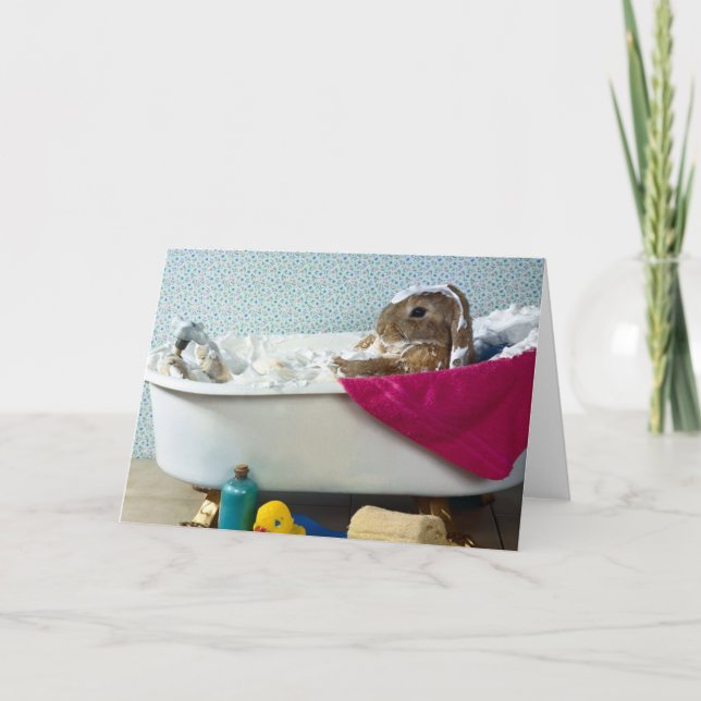 Bunny dans le bain carte de fête des mères (Devant)