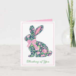 Bunny de Chinoiserie rose et verte avec bow
