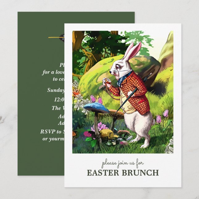Bunny de Pâques Custom Brunch de Pâques Invitation (Devant / Derrière)