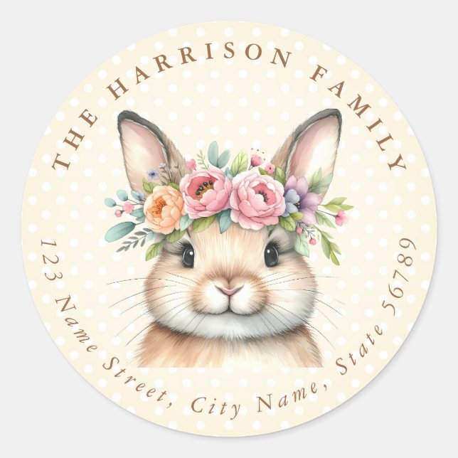 Bunny de Pâques Nom personnalisé Stickers ronds (Devant)