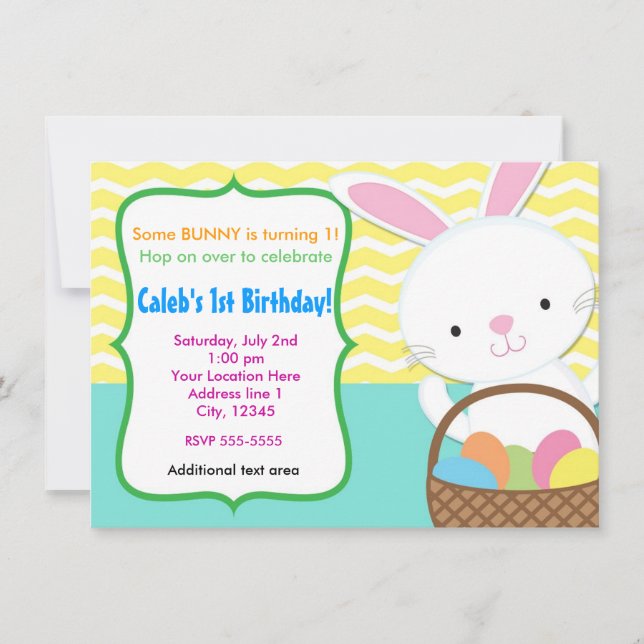Bunny de Pâques Printemps Chevron Invitation de la (Devant)