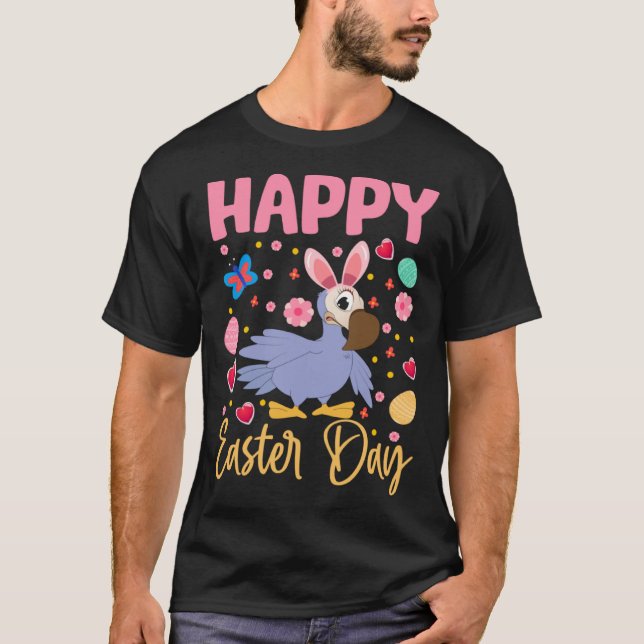 Bunny Dodo Bird Colourful Eggs Hunting Happy Easte T-Shirt (Front)