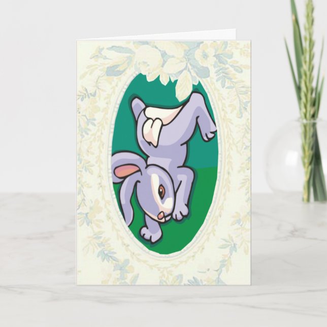 Bunny Doing A Headstand Easter Card (Front)