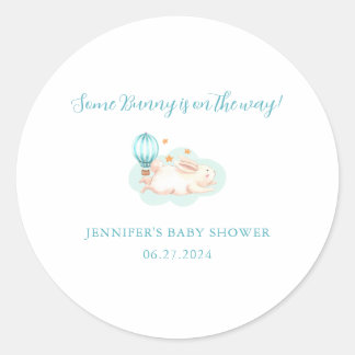Bunny Dreams blue baby shower Classic Round Sticker