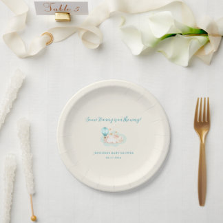 Bunny Dreams blue baby shower  Paper Plate