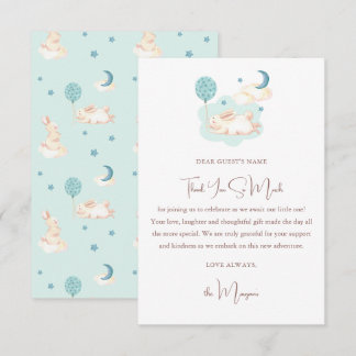 Bunny Dreams Blue Baby Shower Thank You Card