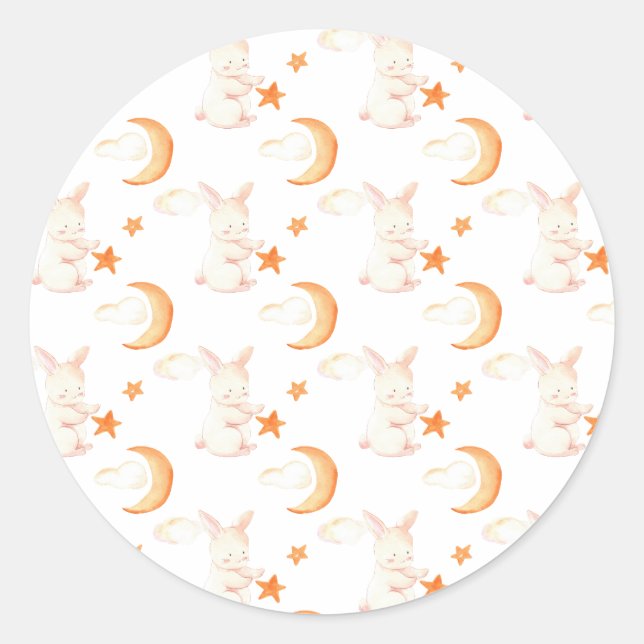 Bunny Dreams Neutral Baby Shower Classic Round Sticker (Front)