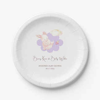 Bunny Dreams Purple Baby Shower  Paper Plate