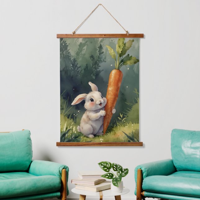 Bunny Dreams: Whimsical  Wood Topped Tapestry  (Living Room)