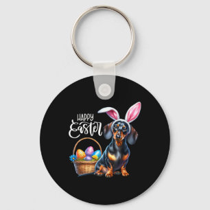 Bunny Ear Dachshund Dog Easter Eggs Happy Easter D Keychain