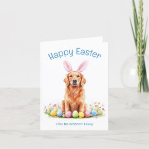 Bunny Ear Golden Retriever Dog Funny Easter Holiday Card